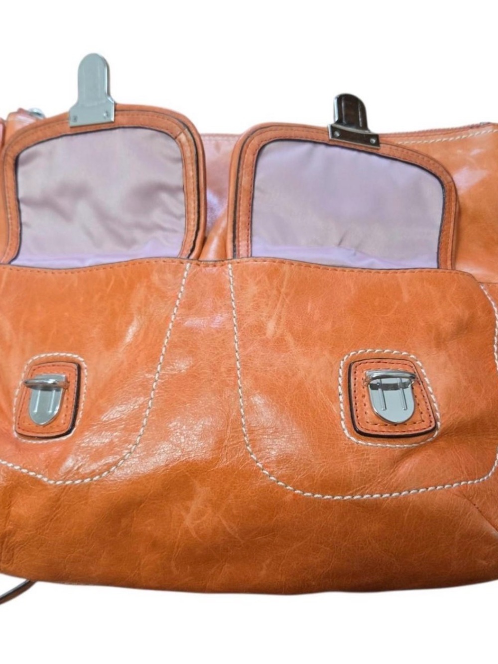 Coach Y2K 2 ways style poppy hobo bag tangerine waxed leather - Picture 3 of 7